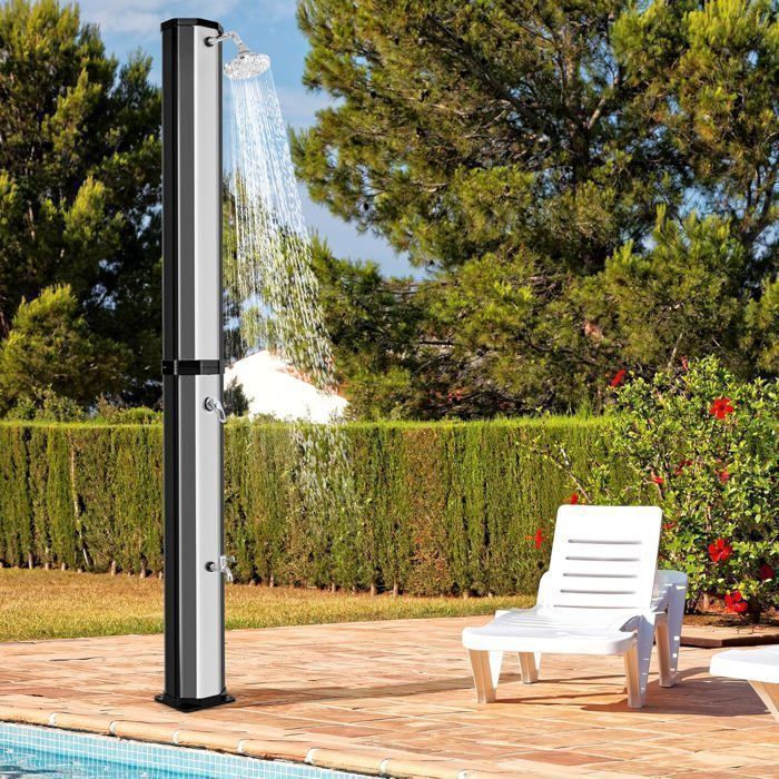 GOPLUS Douche Extérieur Solaire Stable avec Réservoir20 L et