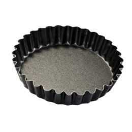 Moule à Quiche Cannelé Profond Anti-Adhésif 3 X 10 Cm – Acier Carbone Vogue, Base Amovible