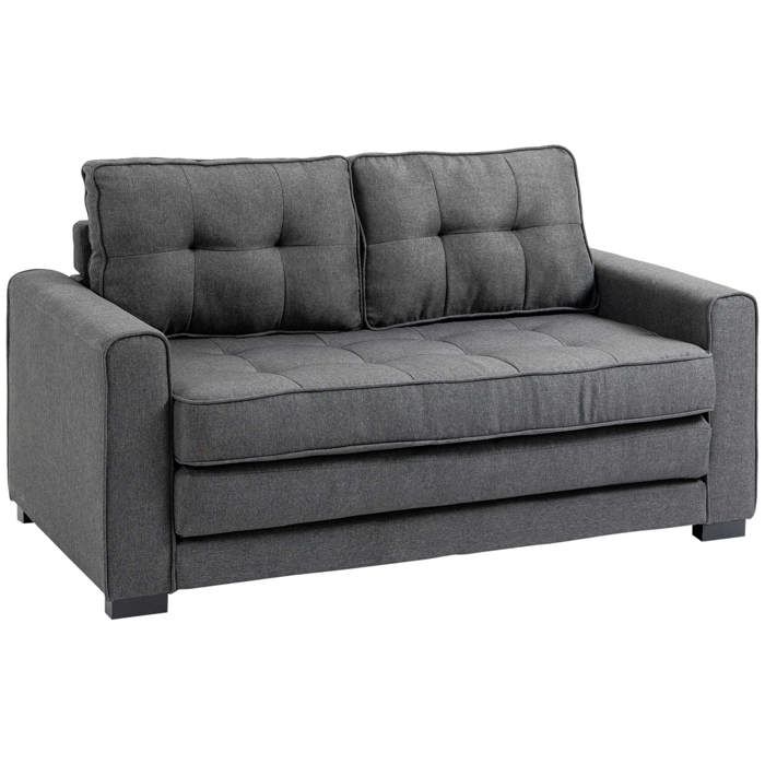 Canap&eacute; convertible 2 places design contemporain tissu gris