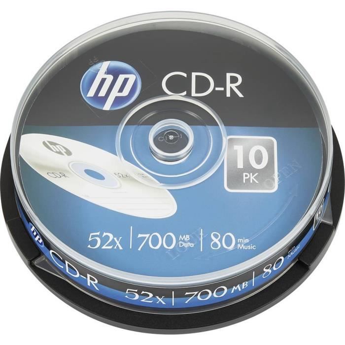 HP CD R 80Min700MB52x Cakebox 10 Disques