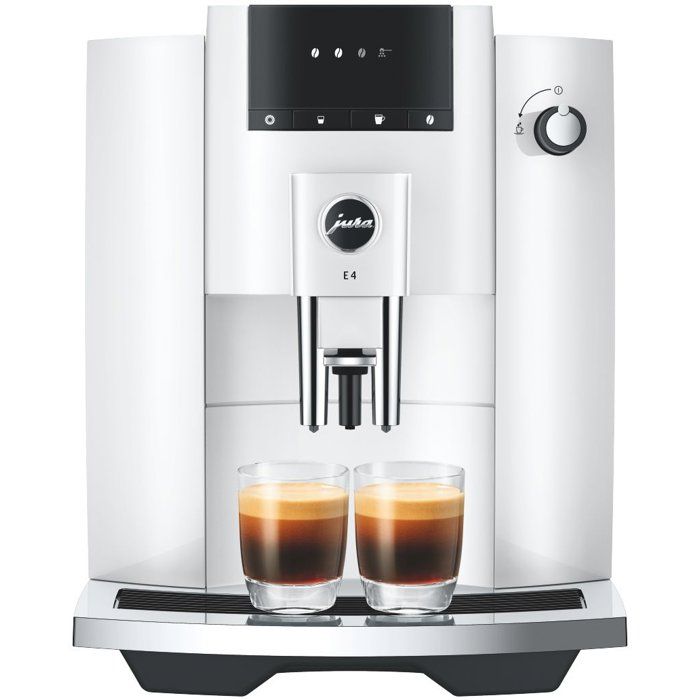 Machine à café Expresso broyeur - JURA - E4 Piano - 1450 W - 280g - 19 L - 5 spécialités - Blanc brillant
