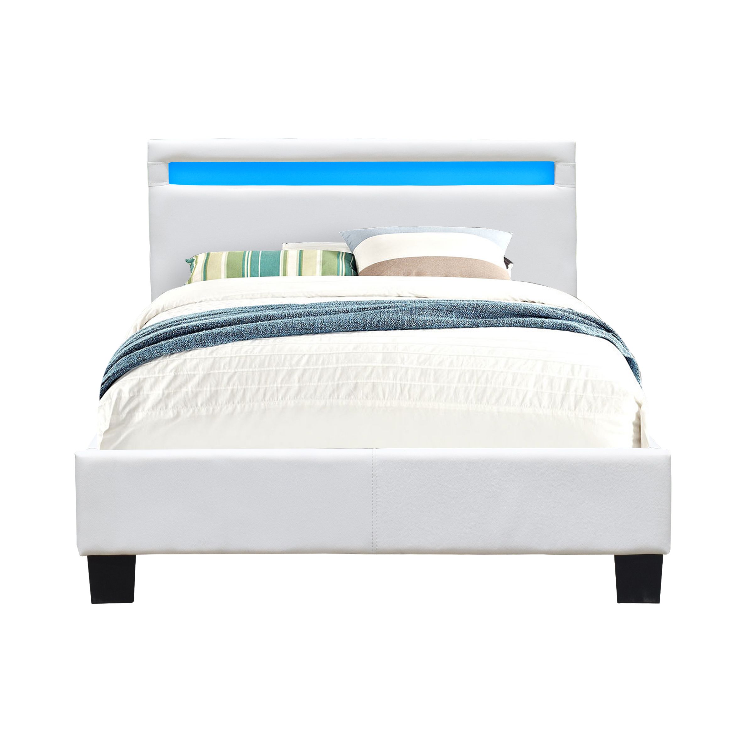 lit simple en bois - literie julien - solide et confortable - 90x190 cm - blanc