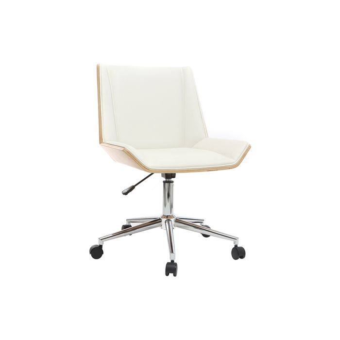 miliboo - fauteuil de bureau design blanc et bois clair melkior