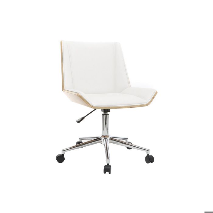 Miliboo Fauteuil De Bureau Design Blanc Et Bois Clair Melkior Achat Vente Fauteuil Cdiscount