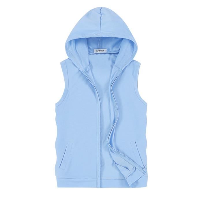 Sweat Shirt Capuche Sans Manches Homme Veste En Jeans Sans Manches Homme Gilet Sans Manches Homme Bleu azur FUNMOON Bleu azur Cdiscount Pret a Porter