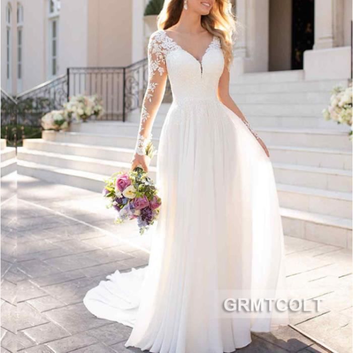 Robe en mousseline de soi col en V haut en dentelle