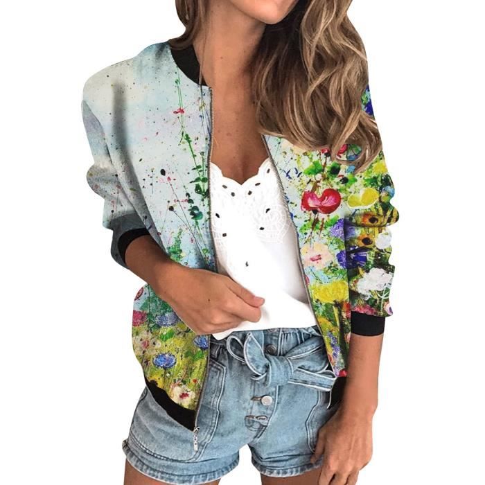 Blouson Bomber Femme Shownicer – Automne Hiver – Couleur Unie – Style Décontracté Chic – Avec Poches – Manteau Court Zippé