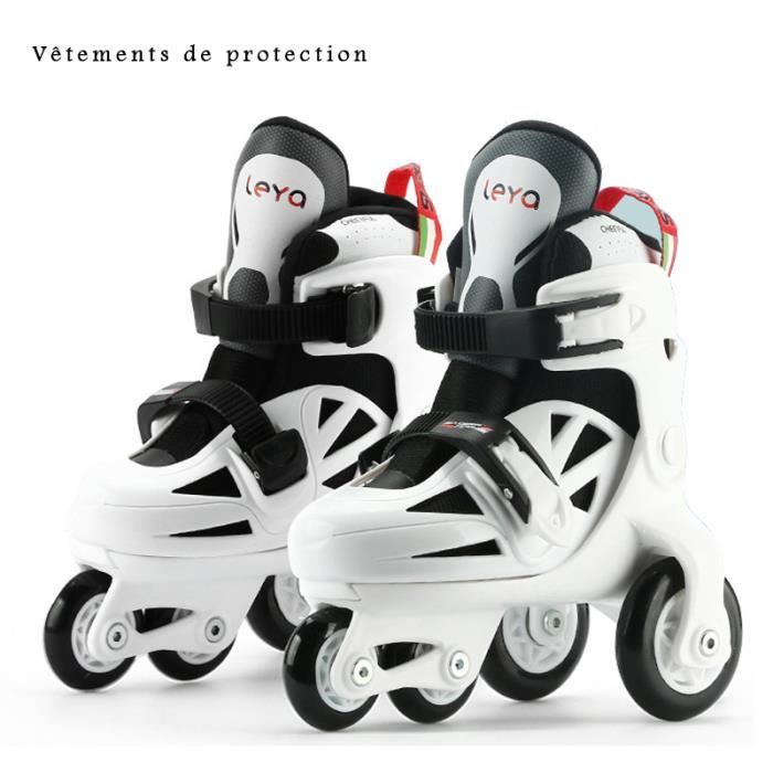 Patin à Roulettes Enfant ZCRFY Ajustable - 4 Roues Stables - Équipement Protection Inclus - Rose Taille 25-36