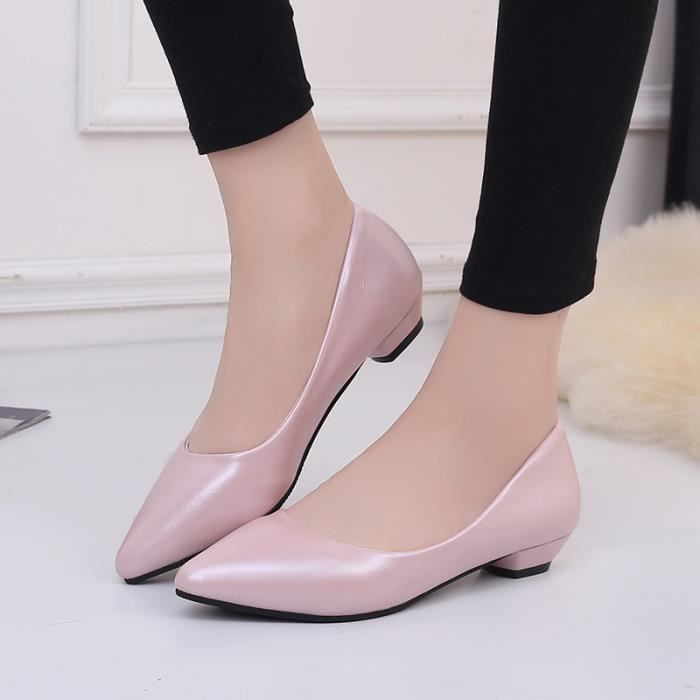 Printemps Automne Femmes Chaussures Bout Pointu Femme Cuir Bateau Chaussures Blanc Bas Talons Chaussures De Mariage Dames Sans L Achat Vente Chaussures Plates Femmes Pas Cher Cdiscount