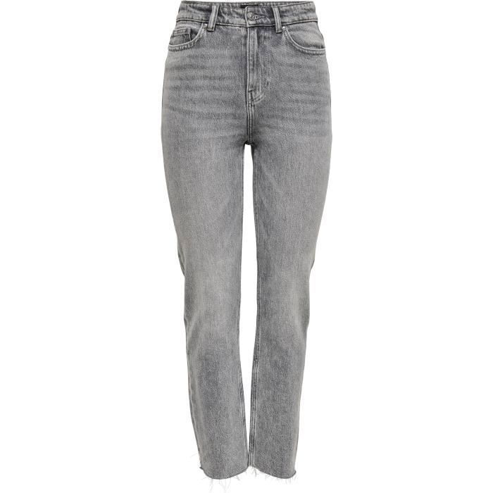 Jean Coupe Droite Taille Haute Gris Denim Femme ONLY
