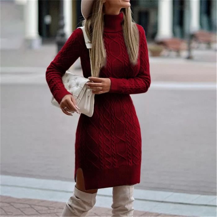 PULL Robe pull chaude manches longues pour femme v tement