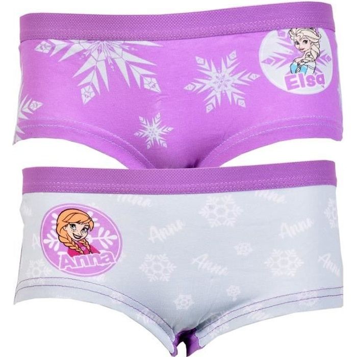 Culottes Enfant Licence LA REINE DES NEIGES en coton Pack de 2