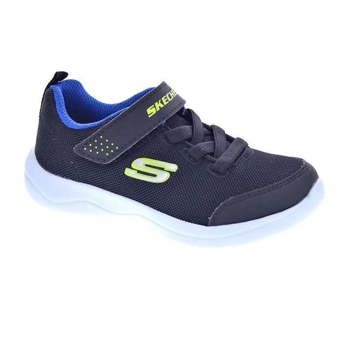 Skechers Baskets - Skechers Skech-Stepz - Garçon - Noir - Scratch - Enfant - Plat - Synthétique