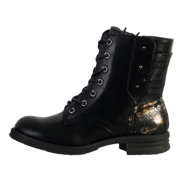 Bottines Femme - The Divine Factory - Noir - Fermeture à zip/lacets - Confort exceptionnel