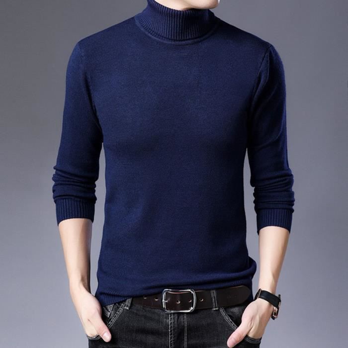 Pull Homme 100% Cachemire Col Roulé épais - Tricot Grossier Chaud - Fabriqué En Italie