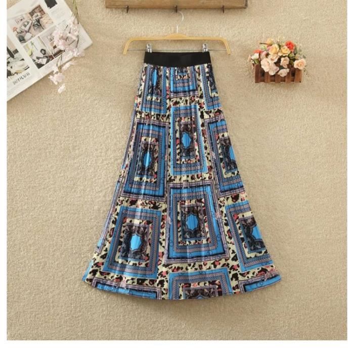 Jupe Taille Haute Allegra K Pour Femme - Ligne A, Bleue, Taille L - Neuf Avec étiquettes