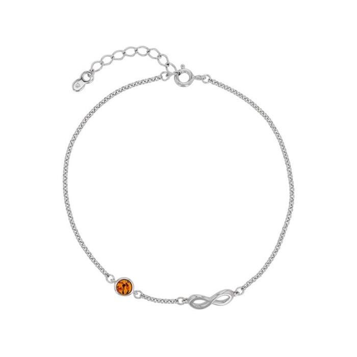 Nature dAmbre - Bracelet pierre ambre couleur miel et signe infini ajouré en argent 925-1000 rhodié (31812799)