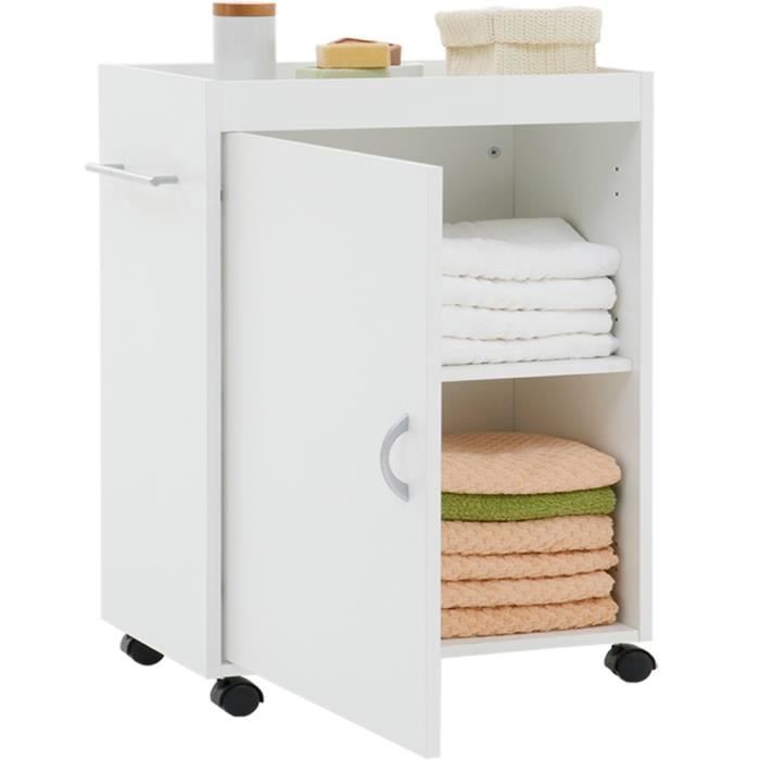 Desserte De Salle De Bains Coloris Blanc L50 X H77 5 X P32 Cm