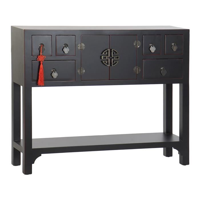 console table console en bois de sapin et mdf coloris noir - longueur 95 x profondeur 25 x hauteur 79 cm