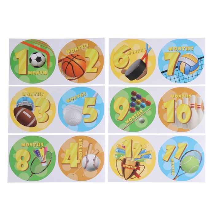 12 Pieces Infantile Autocollant Ballon De Sport Mois Marquant Bebe Photo Prop Decalcomanies Jeu De Coloriage Dessin Pochoir Cdiscount Jeux Jouets