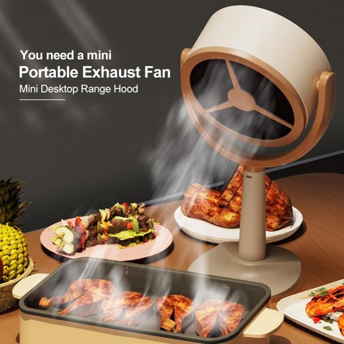 Hotte Portable Pliable Pour Petites Cuisines - 3 Vitesses, Filtre Amovible - Alimentation 5V, Batterie 4000 MAh - Idéale Barbecues Intérieurs