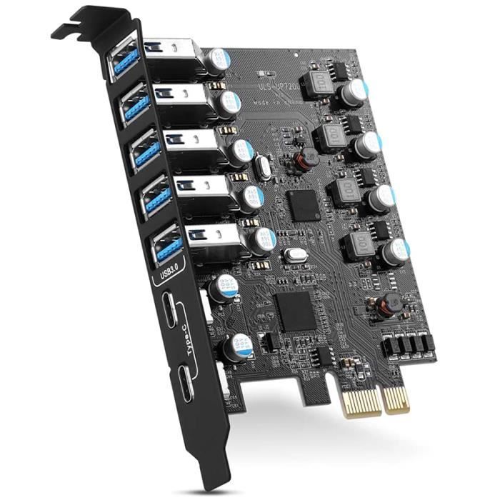 Carte DExtension 7 Ports PCI-E Vers USB 3.0 Carte DExtension PCI Express USB 3.2 Convertisseur de Concentrateur USB3 Interne