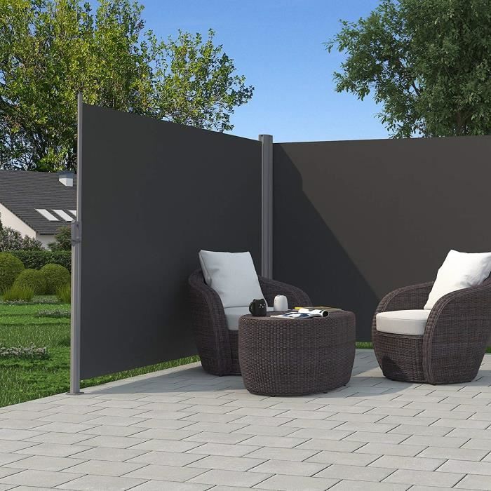 Store latéral rétractable 180 x 600 cm - Toile polyester 280 g/m² - Aluminium - SONGMICS