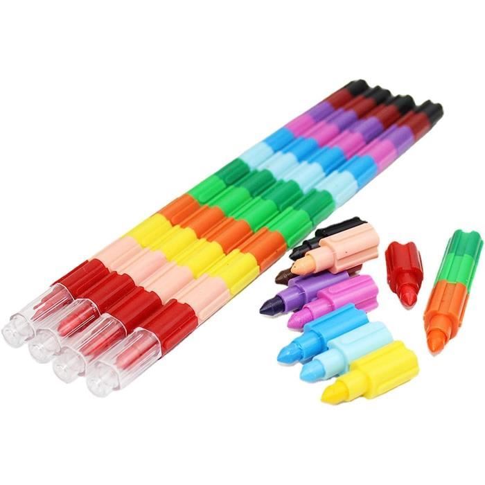 Firulab Crayons de couleur empilables Mini crayons de couleur à