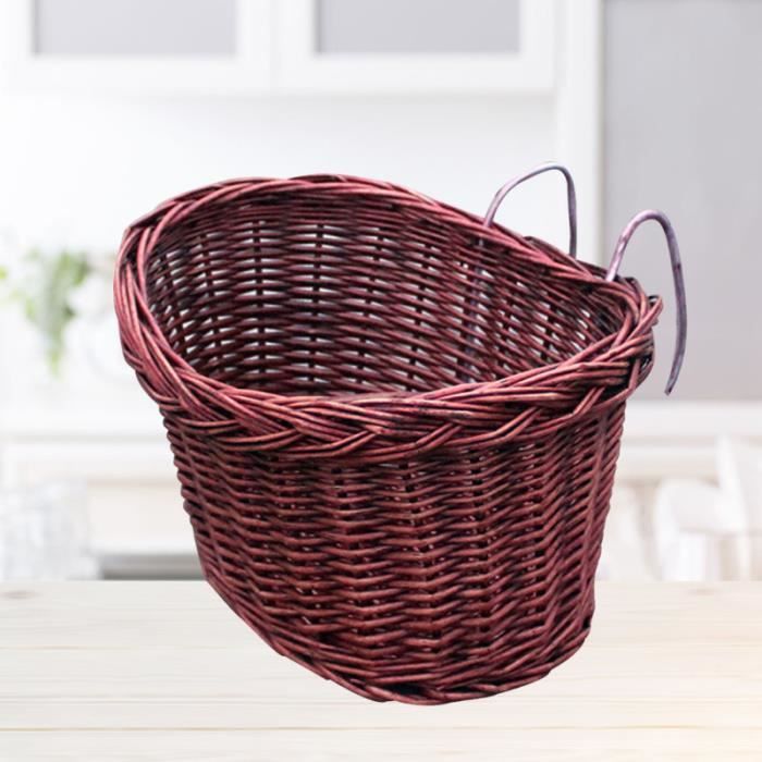Panier Vélo Enfant Ovale En Rotin Avec Sangles, Couleur Marron Clair, Neuf
