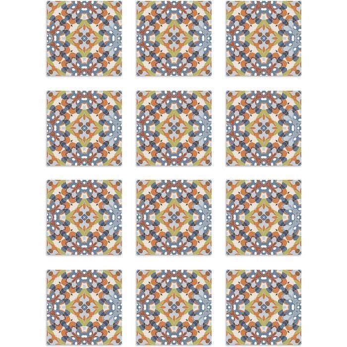 Sticker Mural Carrelage Adhésif Cuisine Salle De Bain - 9 STICKERS CARREAUX DE CIMENT SCANDINAVE BALTIQUE - 9stickers15x15cm - Maison