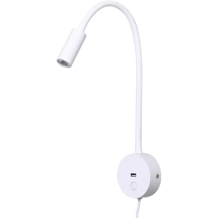 Ezalor Lot De 2 Lampes De Lecture Murale LED Moderne - Blanc Chaud 3000K - Applique Chevet Réglable 350° - Noir