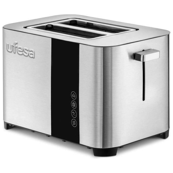 Ufesa Duo Delux Grille-Pain Acier Inox Écran Digital LCD 850W 2 Fentes Extra Large 7 Niveaux de Grillage Décongeler