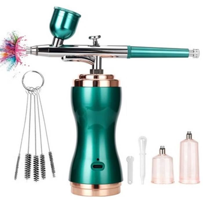 Kit Aérographe Sans Fil Rechargeable - Pistolet Avec Compresseur Intégré - Pour Ongles, Gâteaux, Maquillage - Buse 0.3 Mm