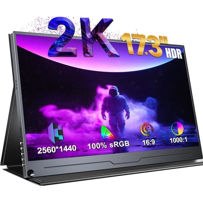 EVICIV Ecran Portable – UPERFECT – 173 Pouces 2K – HDMI Type-C USB OTG – Blue Light Reduction & Flicker Free