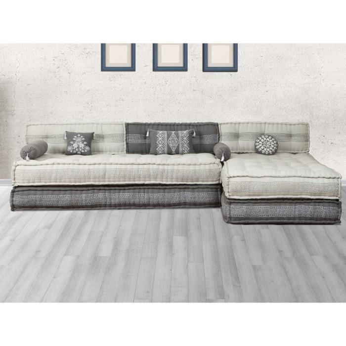 Canapé Modulable En Tissu Chase Gris Clair Et Anthracite
