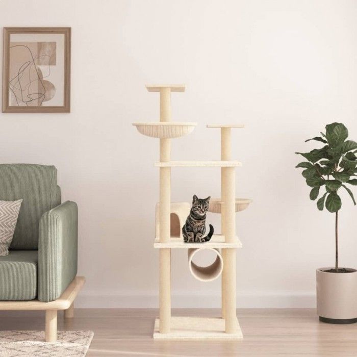 Comparer les prix de vidaXL Arbre à chat avec griffoirs en sisal crème 141 cm