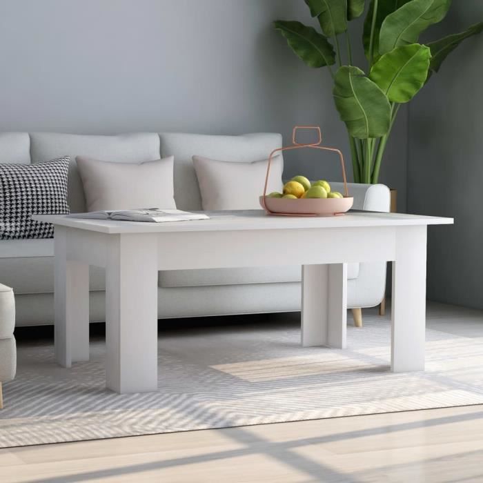 PromoTable de Salon LMT - Table basse Blanc 100x60x42 cm Bois dingénierie 14Kg