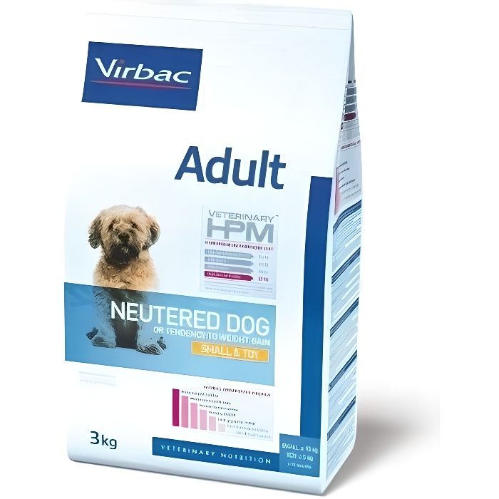 virbac veterinary hpm neutered chien adulte (+10 mois) small & toy (-10kg) croquettes 1,5kg