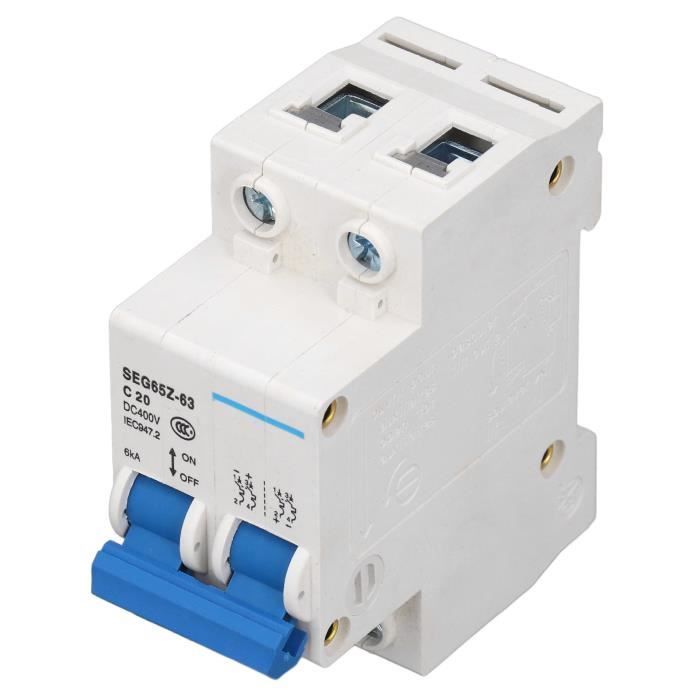 Disjoncteur CC DZ47 2P 16A 500V - Protection Solaire Photovoltaïque, UPS, Inverter - Rail DIN