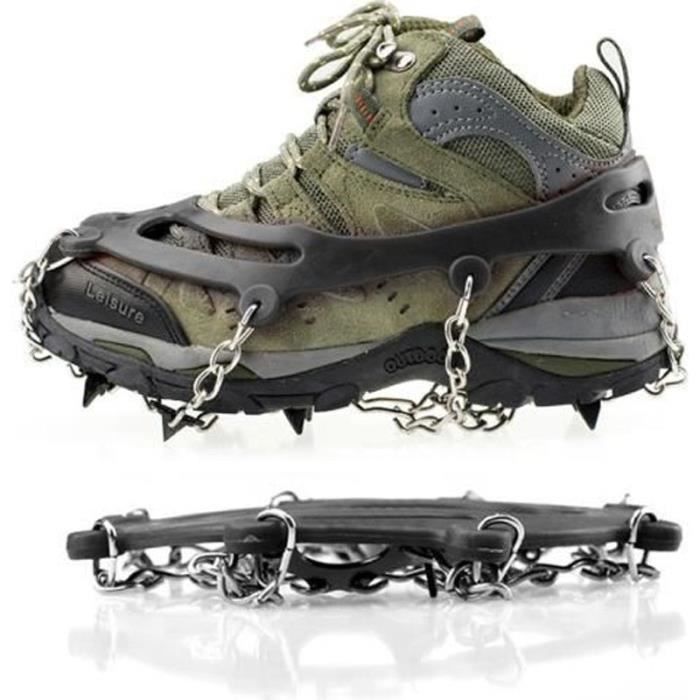 TOMSHOO Crampons 32 Dents Antidérapant Crampons Neige et Glace, Traction Grips Crampon avec Chaîne en Acier Inoxydable, pour Randonnée Alpinisme Neige la Glace Activités