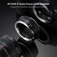 Adaptateur EF vers EOS R - K&F Concept - mise au point auto - Canon EF EF-S à Canon EOS R/RF-1