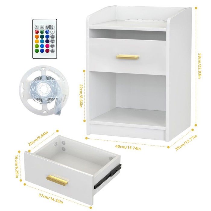 PIPIPOXER Tables de chevet avec station de charge - table de nuit LED