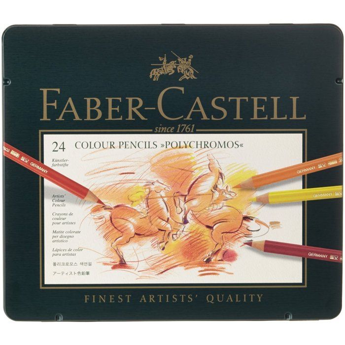 Crayon de couleur Faber Castell faber-castell crayons de couleur polychromos, étui métal 24 noir