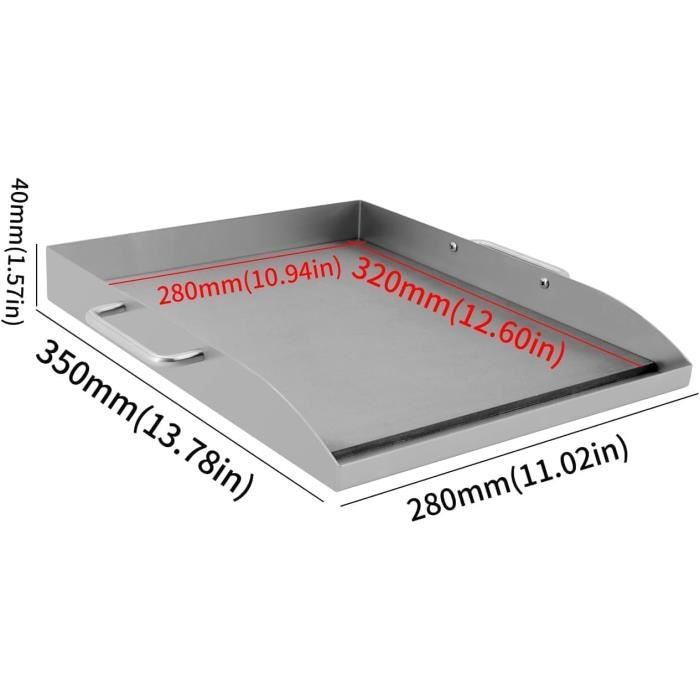 FIVMEN Plancha Universelle Acier Inoxydable 61x41 Cm - Plaque Cuisson BBQ Avec 2 Spatules Et Poignées