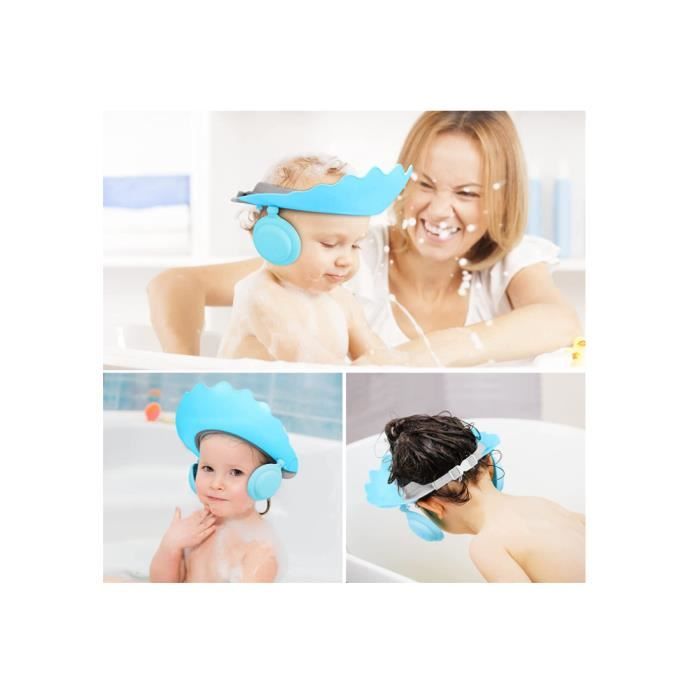 Chapeau De Douche Bébé MEXRUMI - Visière Réglable Protection Yeux/Oreilles - Matériau EVA - Rose