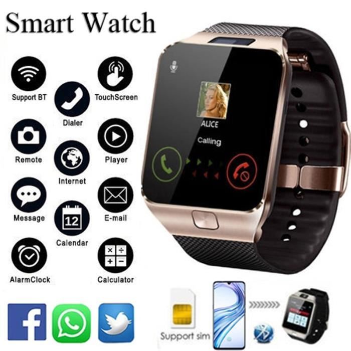 Montre connectee 2019 Bluetooth DZ09 montre intelligente Relogio Android smartwatch telephone fitness tracker reloj Type White Cdiscount Telephonie