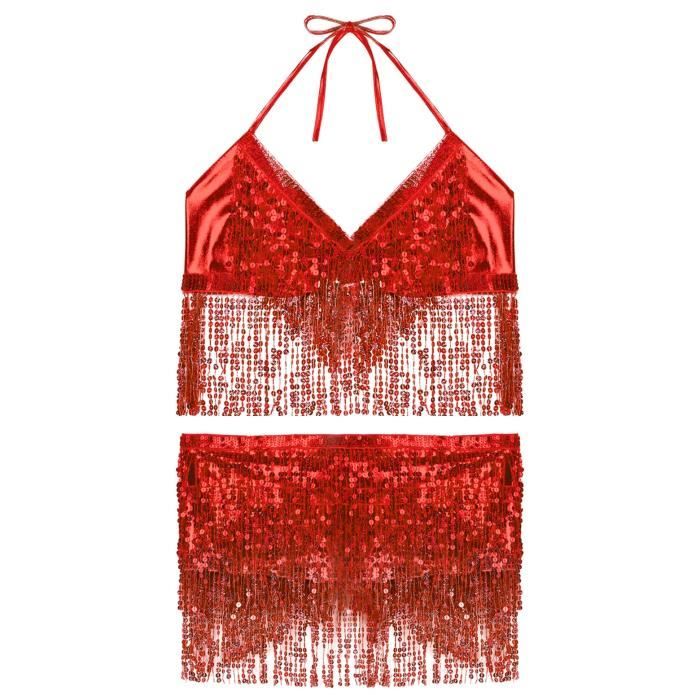 Costume De Danse Du Ventre Femme – Corset Brillant Avec Franges, Strass Et Armatures, Bustier Push-up - 9