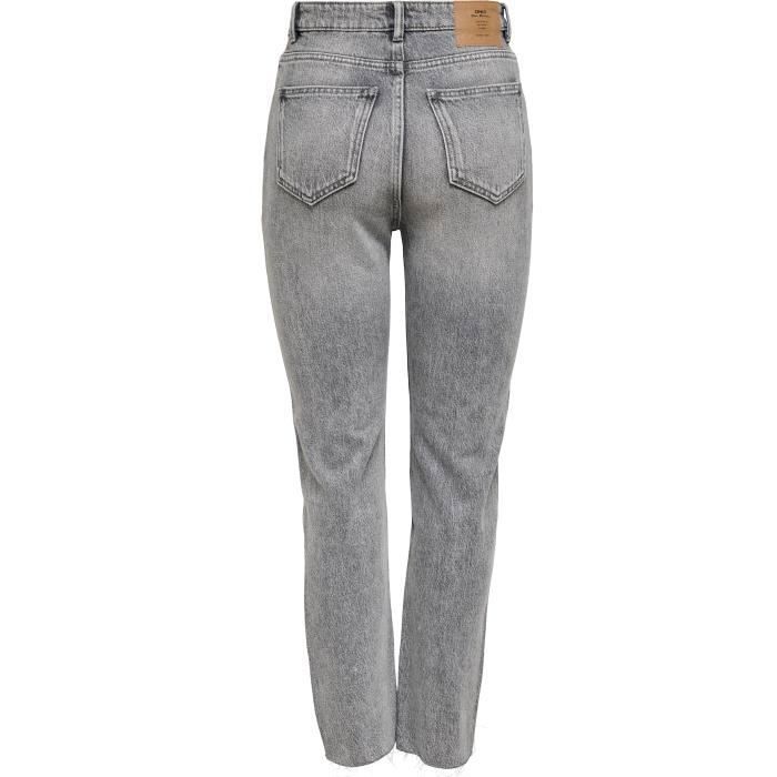 Jean Coupe Droite Taille Haute Gris Denim Femme ONLY