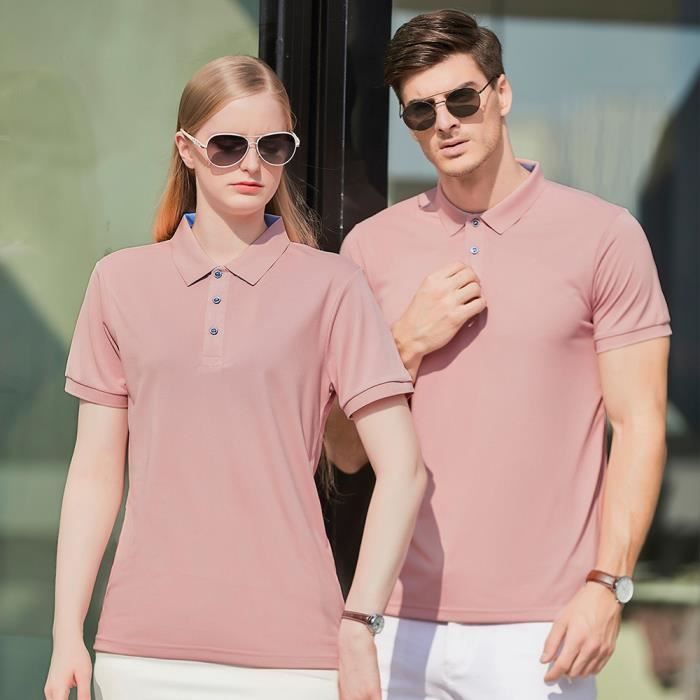 Polo Homme Rose Manches Courtes Couleur Unie Casual Leger Respirante Bussine Rose Cdiscount Pret a Porter