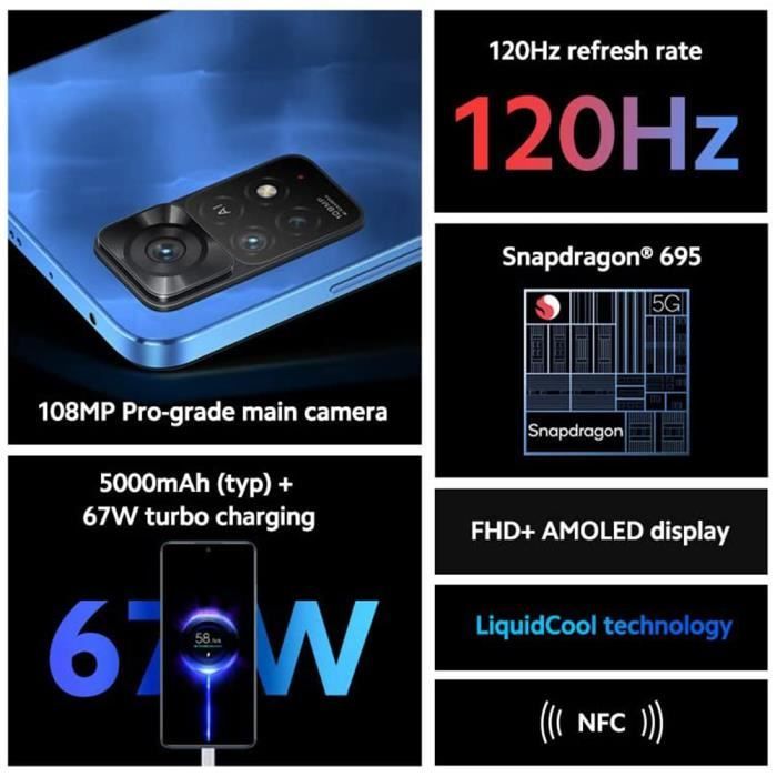 Smartphone Xiaomi Note 12 Pro 5G 8 Go 128 Go Noir NFC Batterie 5000 mAh Charge  rapide 67W Écran AMOLED 6,67 FHD+ - Smartphone